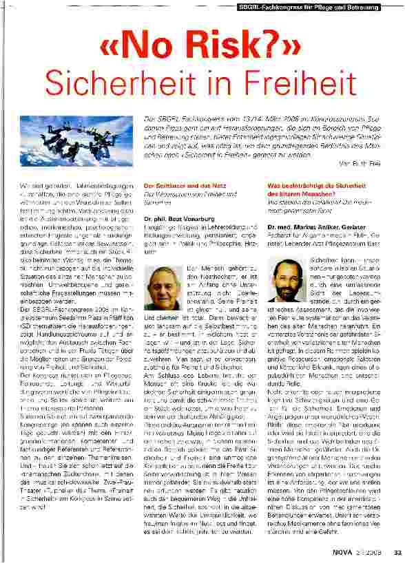 Vorschauseite 1: No Risk?-Sicherheit in Freiheit