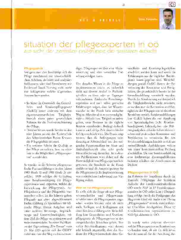 Vorschauseite 1: Situation der pflegeexperten in Ober Österreich