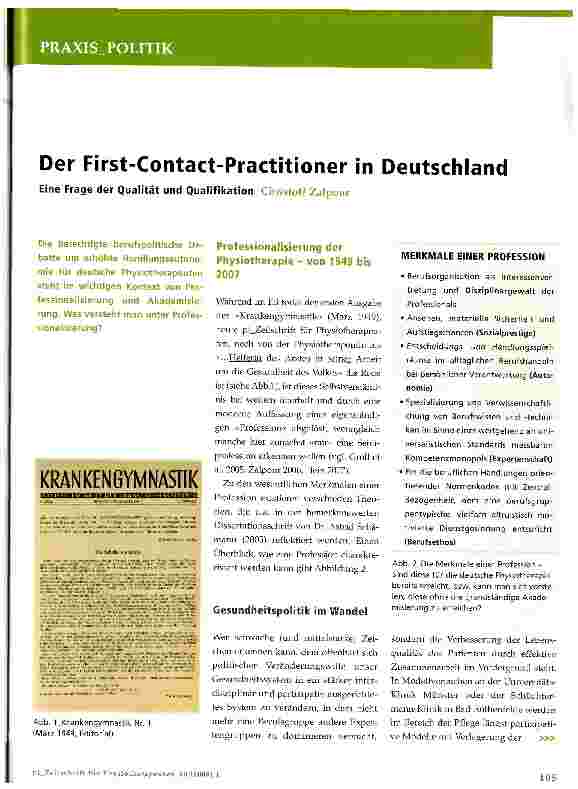 Vorschauseite 1: Der First-Contact-Practitioner in Deutschland