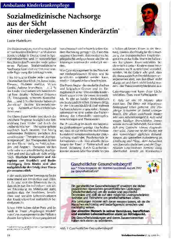 Vorschauseite 1: Sozialmedizinische Nachsorge aus der Sicht einer niedergelassenen Kinderärztin