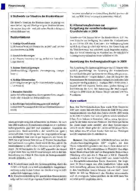 Vorschauseite 6: Aktuelle Situation der Krankenhäuser in Deutschland