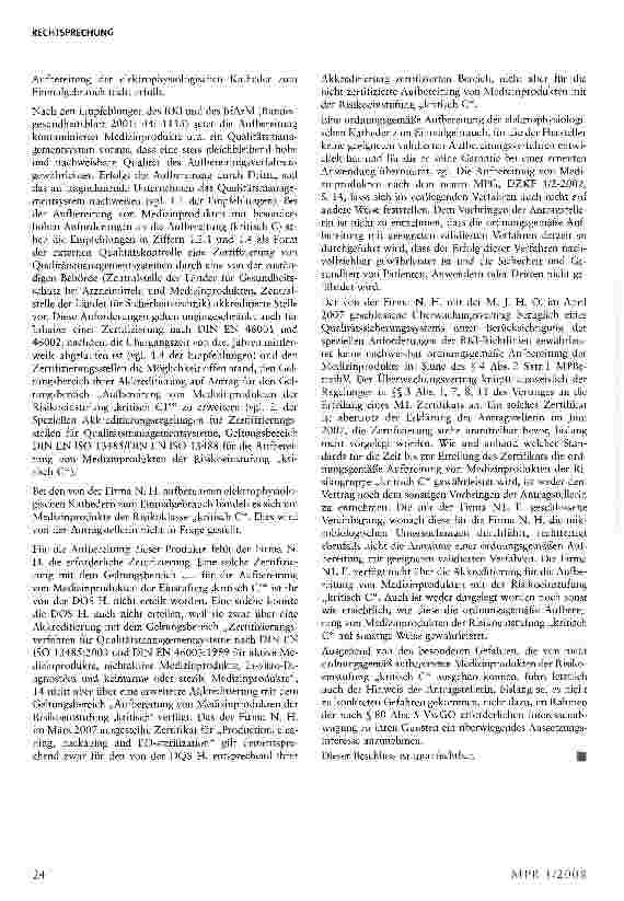 Vorschauseite 2: Rechtmäßiger Sofortvollzug gegen Aufbereitung von Kathedern ohne erforderliche Zertifizierung