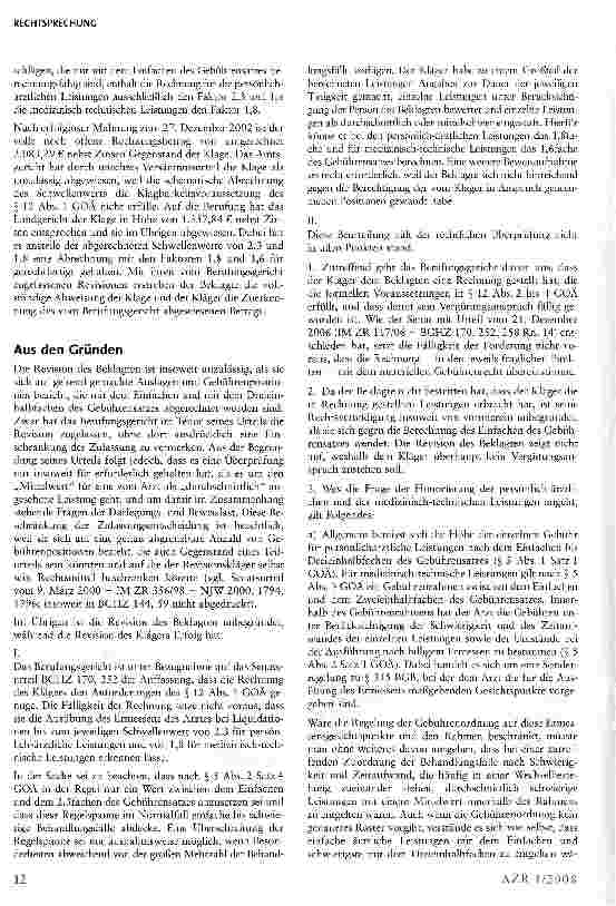 Vorschauseite 2: Abrechnung ärztlicher Leistungen zum 2,3-fachen des Gebührensatzes