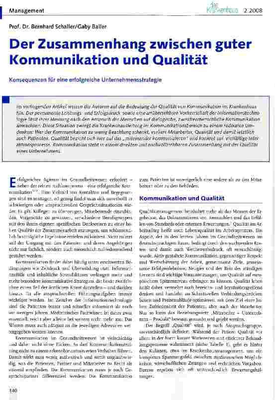 Vorschauseite 1: Der Zusammenhang zwischen guter Kommunikation und Qualität