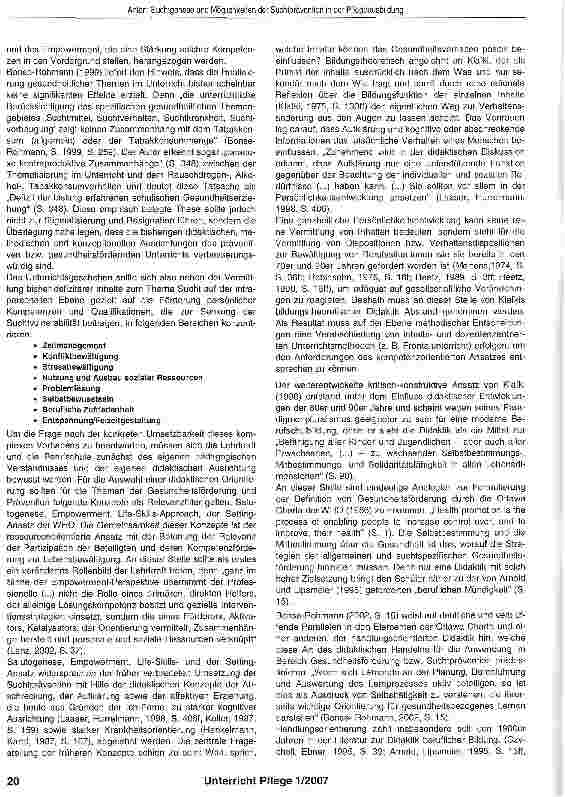 Vorschauseite 6: Suchtgenese und Möglichkeiten der Suchtprävention in der Pflegeausbildung auf der Basis einer gesundheitsförderlichen Gesamtkonzeption