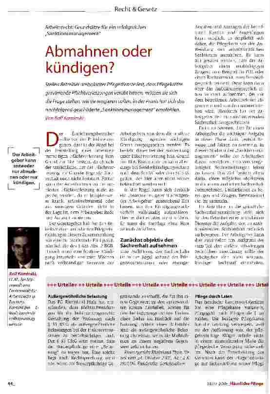 Vorschauseite 1: Abmahnen oder kündigen?