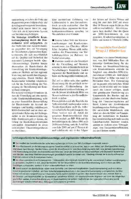 Vorschauseite 2: Monistische Finanzierung für Krankenhäuser