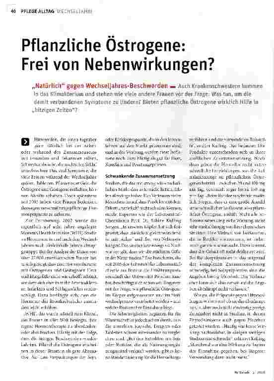 Vorschauseite 1: Pflanzliche Ostrogene: Frei von Nebenwirkungen?