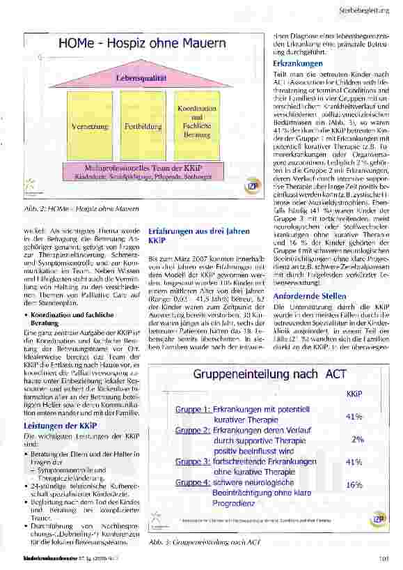 Vorschauseite 3: Die Koordinationsstelle Kinderpalliativmedizin München - ein Modell für die Zukunft?