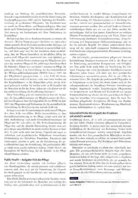 Vorschauseite 2: Von der Kranken-zur Gesundheitspflege