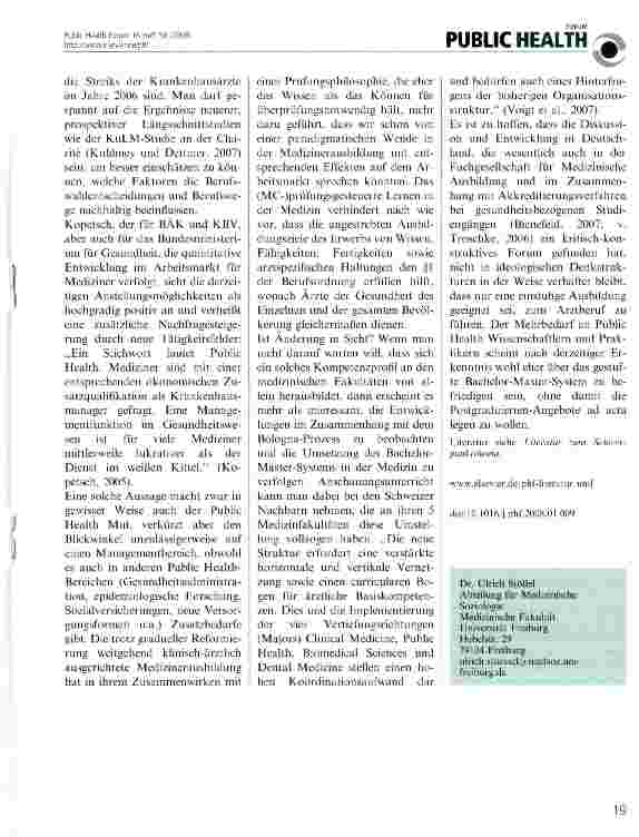 Vorschauseite 2: Medizinstudium und Public Health - New Pathways?