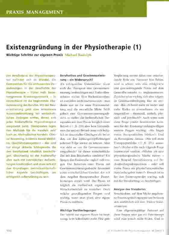 Vorschauseite 1: Existenzgründung in der Physiotherapie (1)