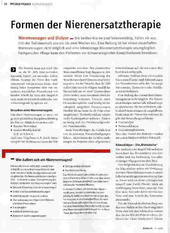 Vorschauseite 1: Formen der Nierenersatztherapie