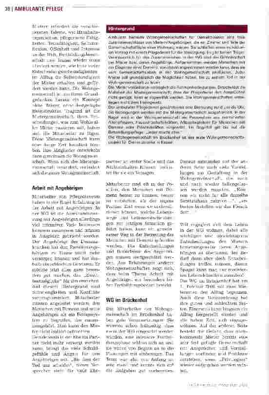 Vorschauseite 2: Demenz hat einen Platz im Brückenhof