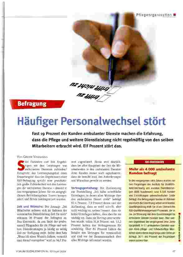 Vorschauseite 1: Häufiger Personalwechsel stört