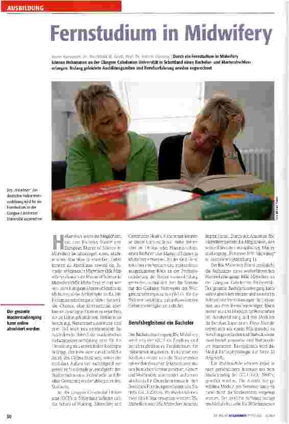 Vorschauseite 1: Fernstudium in Midwifery