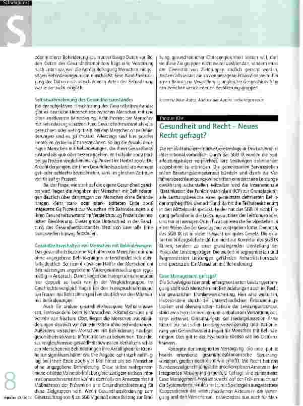 Vorschauseite 1: Gesundheit und Recht - Neues Recht gefragt?