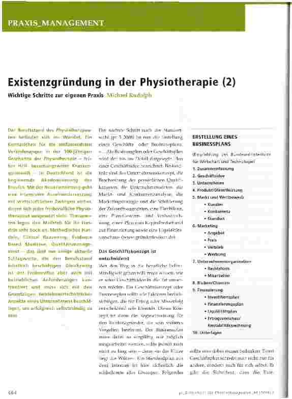 Vorschauseite 1: Existenzgründung in der Physiotherapie (2)