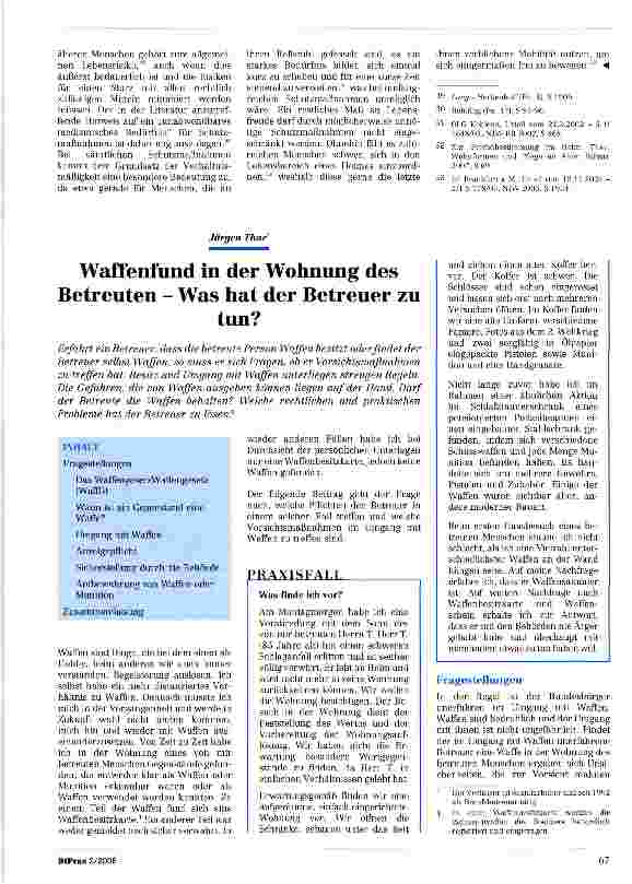 Vorschauseite 1: Waffenfund in der Wohnung des Betreuten - Was hat der Betreuer zu tun?