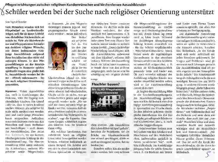 Vorschauseite 1: Schüler werden bei der Suche nach religiöser Orientierung unterstützt