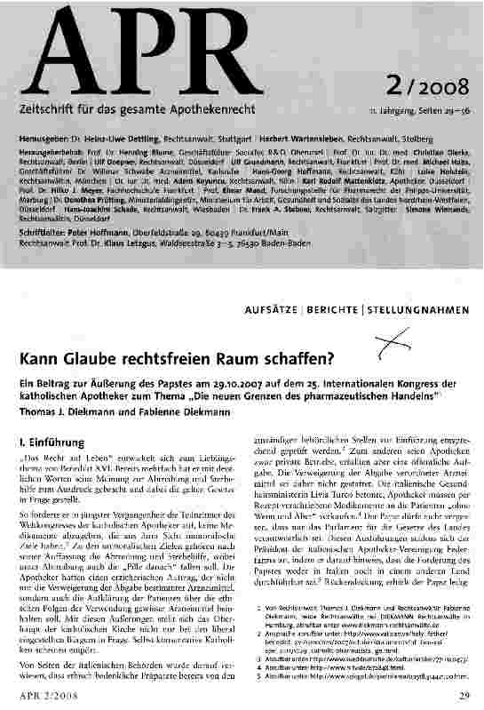 Vorschauseite 1: Kann Glaube rechtsfreien Raum schaffen?