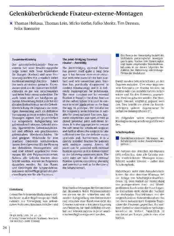 Vorschauseite 1: Gelenküberbrückende Fixateur-externe-Montagen