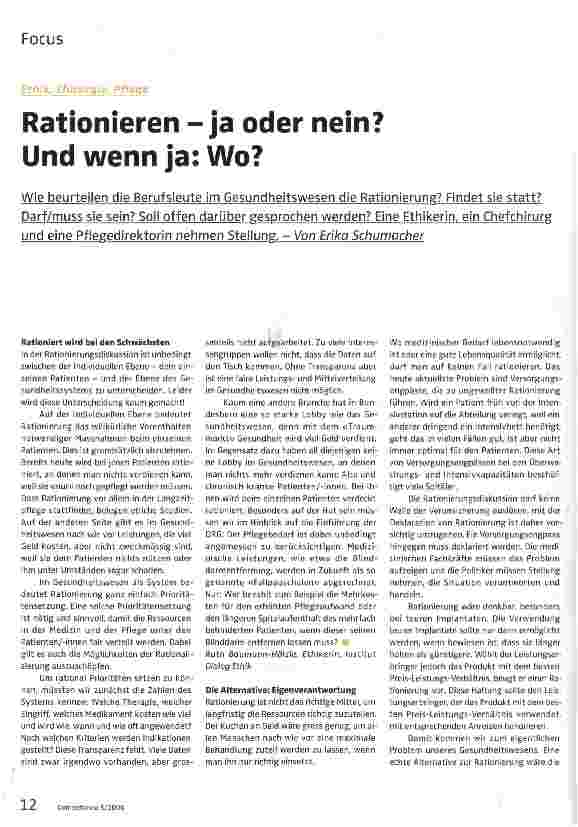 Vorschauseite 1: Rationieren - ja oder nein? Und wenn ja: