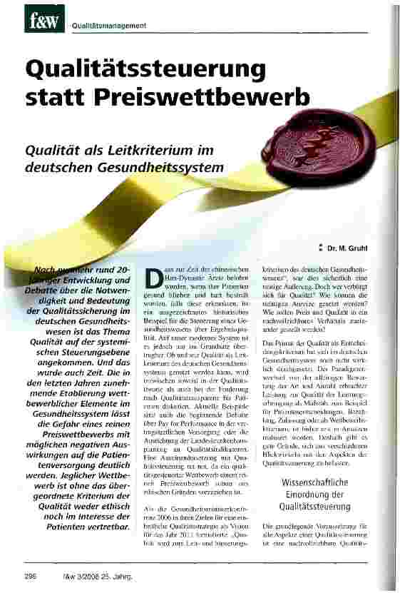 Vorschauseite 1: Qualitätssteuerung statt Preiswettbewerb