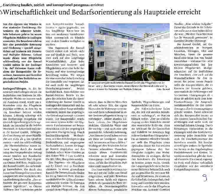 Vorschauseite 1: Wirtschaftlichkeit und Bedarfsorientierung als Hauptziele erreicht
