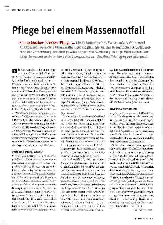 Vorschauseite 1: Pflege bei einem Massennotfall