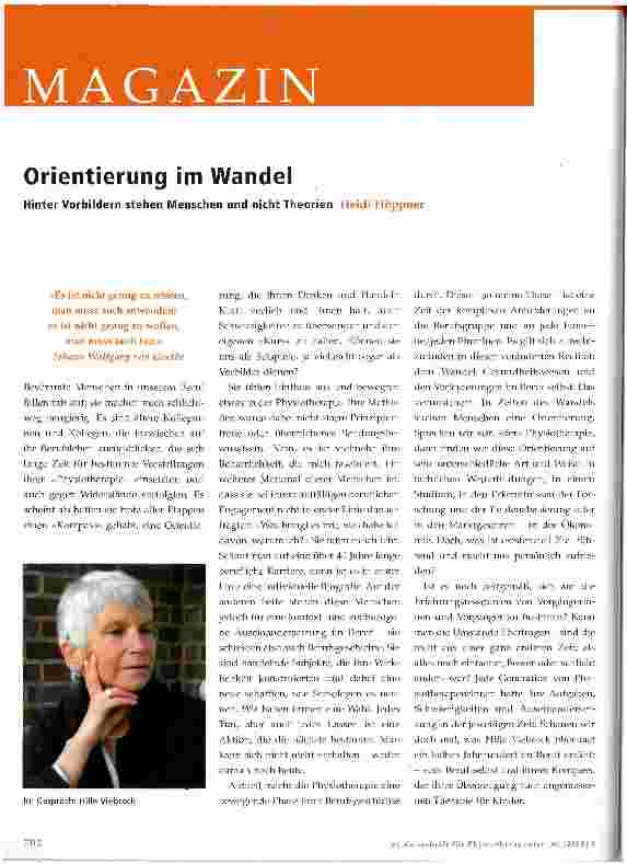 Vorschauseite 1: Orientierung im Wandel- Hinter Vorbildern stehen Menschen und nicht Theorien