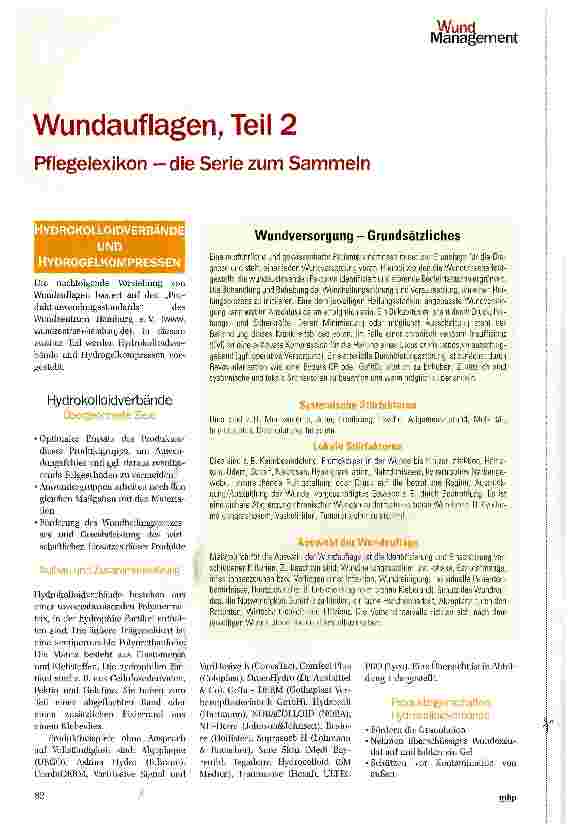 Vorschauseite 1: Wundauflagen, Teil 2 Pflegelexikon -die Serie zum Sammeln