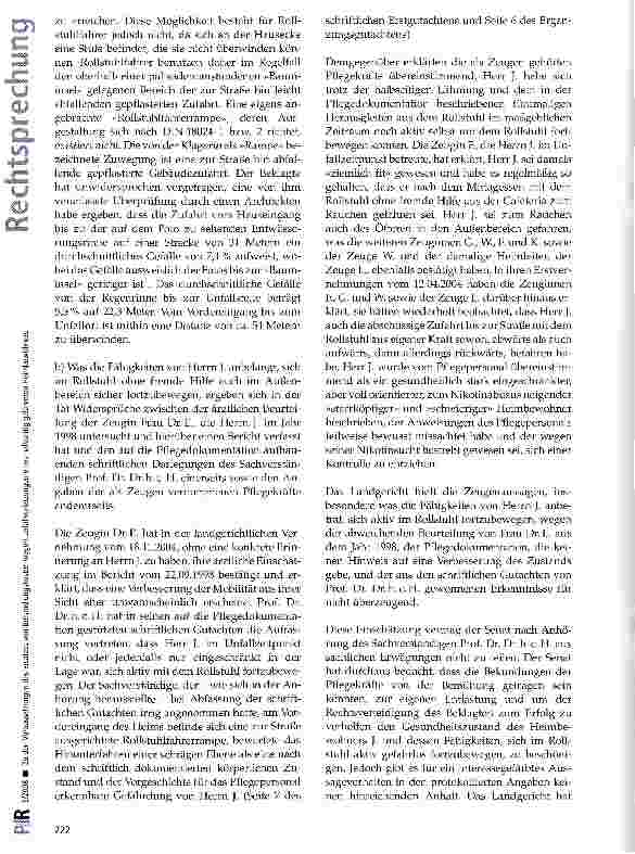 Vorschauseite 6: Zu den Voraussetzungen des Ersatzes von Behandlungskosten wegen Unfallverletzungen eines halbseitig gelähmten Heimbewohners