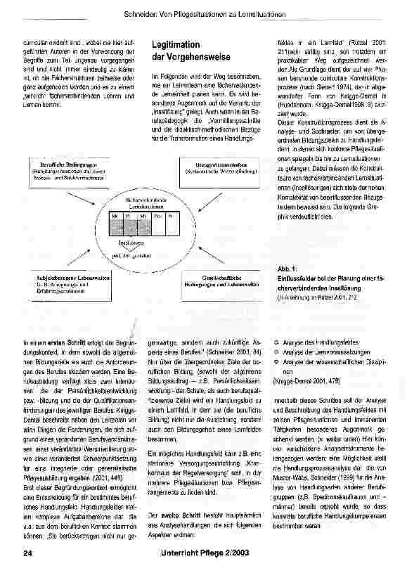 Vorschauseite 2: Von Pflegesituationen zu fächerverbindenden Lernsituationeneine curriculare Aufgabe von Lehrenden