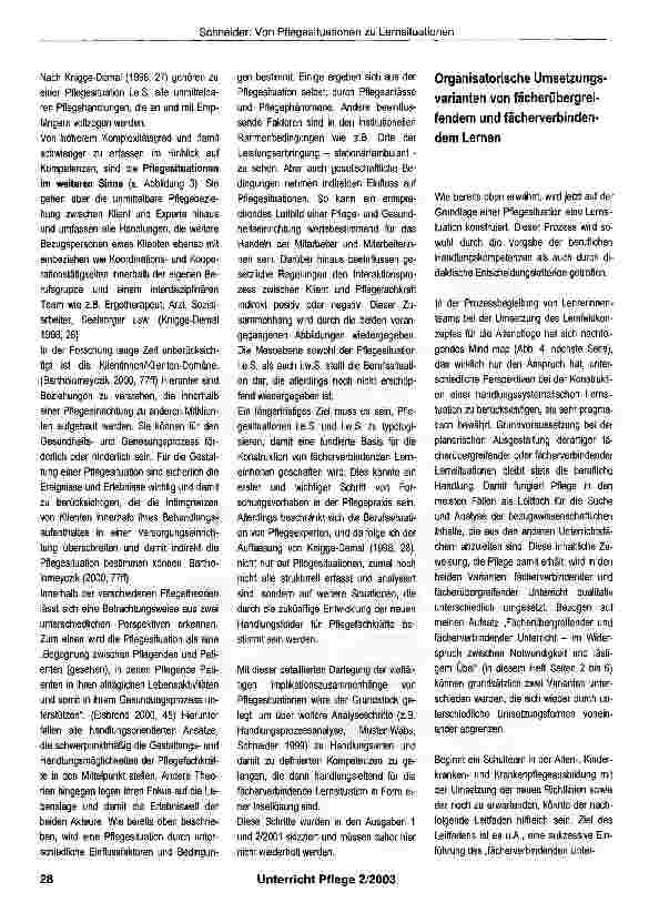 Vorschauseite 6: Von Pflegesituationen zu fächerverbindenden Lernsituationeneine curriculare Aufgabe von Lehrenden