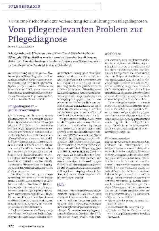 Vorschauseite 1: Vom pflegerelevanten Problem zur Pflegediagnose