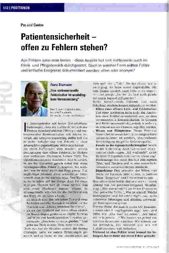 Vorschauseite 1: Patientensicherheit -offen zu Fehlern stehen?