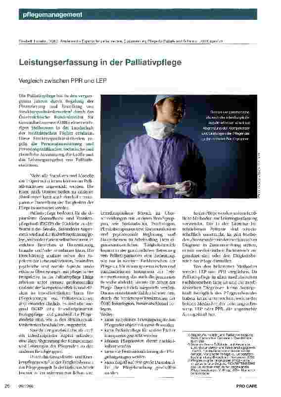 Vorschauseite 1: Leistungserfassung in der Palliativpflege