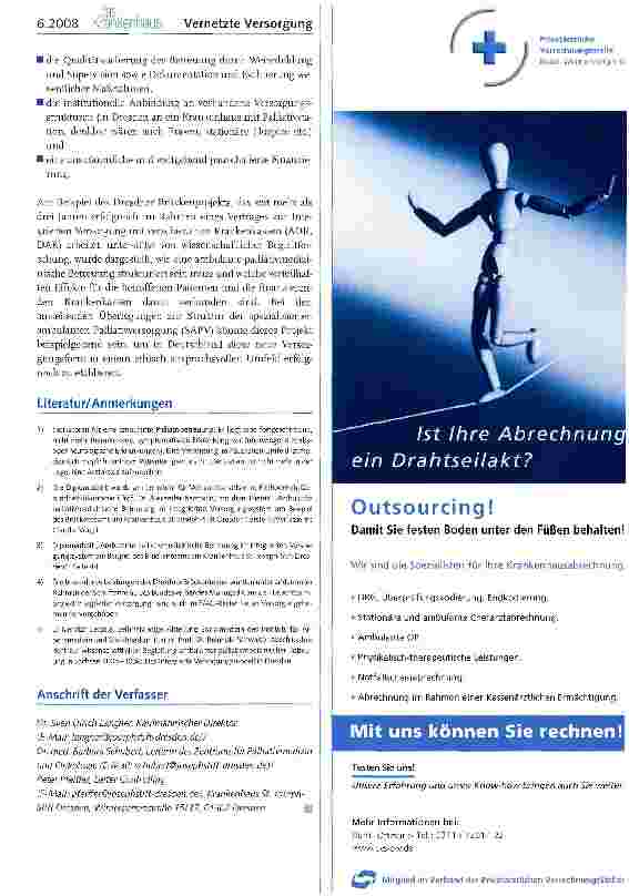 Vorschauseite 6: Das Dresdner „Brückenprojekt - ein gelungenes Beispiel ambulanter palliativmedizinischer Betreuung