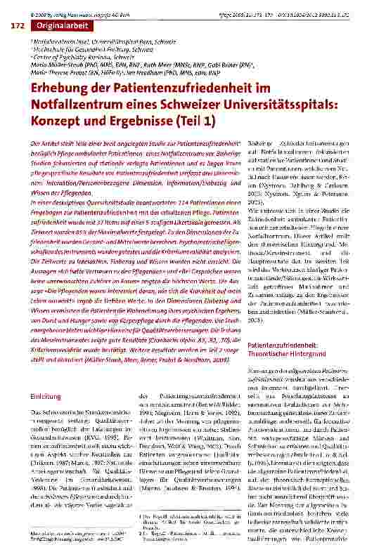 Vorschauseite 1: Erhebung der Patientenzufriedenheit im Notfallzentrum eines Schweizer Universitätsspitals: Konzept und Ergebnisse (Teil 1)