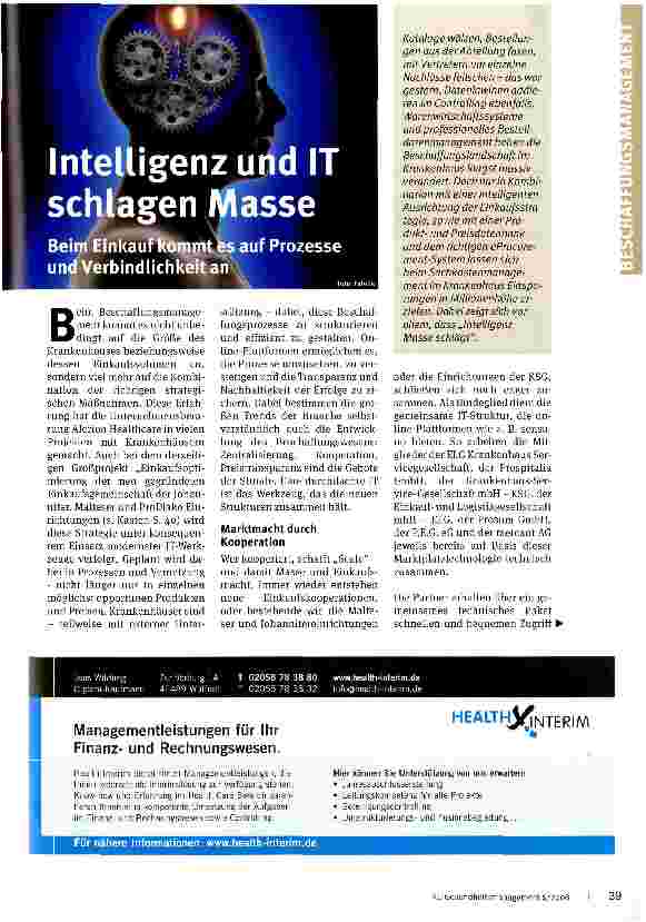 Vorschauseite 1: Intelligenz und IT schlagen Masse eim Einkauf kommt es auf Prozesse und Verbindlichkeit an