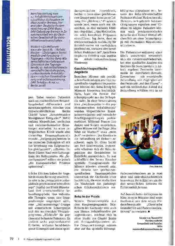 Vorschauseite 2: Zwischen Standardisierung und Individualisierung. Bedarfsgerechte Therapiekonzepte für die Reha -Tele-Reha auf dem Vormarsch