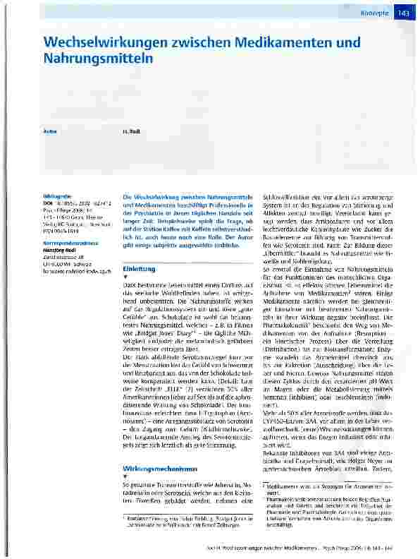 Vorschauseite 1: Wechselwirkungen zwischen Medikamenten und Nahrungsmitteln