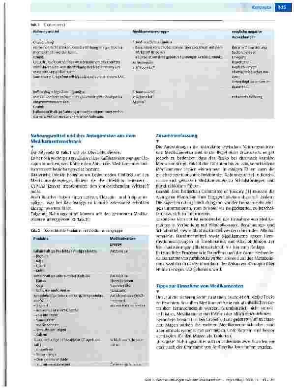 Vorschauseite 3: Wechselwirkungen zwischen Medikamenten und Nahrungsmitteln