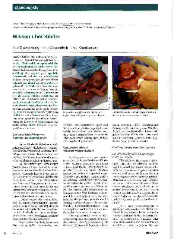 Vorschauseite 1: Wissen über Kinder. Ihre Entwicklung - ihre Gesundheit - ihre Krankheiten