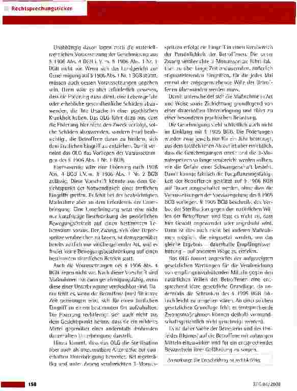Vorschauseite 2: Fixierung wegen zwangsweäser Verabreichung einer Injektion (3-Monats-Depotspritze)