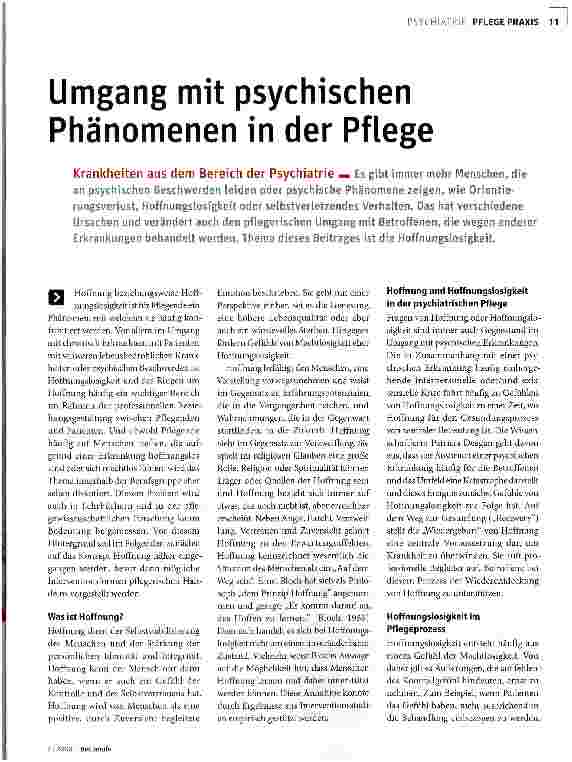 Vorschauseite 1: Umgang mit psychischen Phänomenen in der Pflege