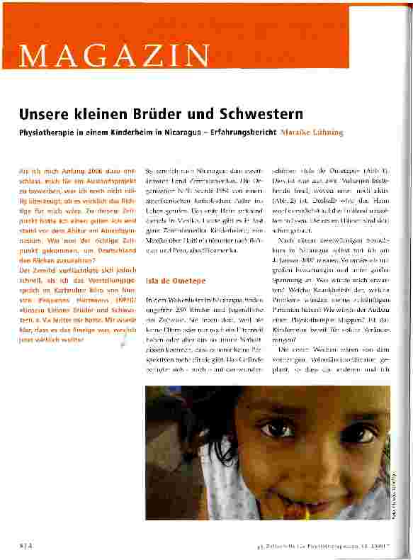 Vorschauseite 1: Unsere kleinen Brüder und Schwestern. Physiotherapie in einem Kinderheim in Nicaragua - Erfahrungsbericht