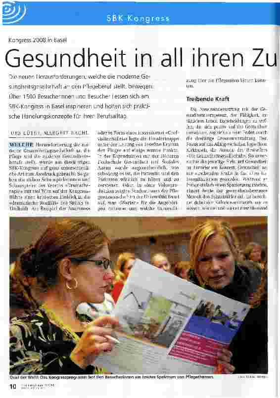 Vorschauseite 1: Gesundheit in all ihren Zuständen. Kongress 2008 in Basel