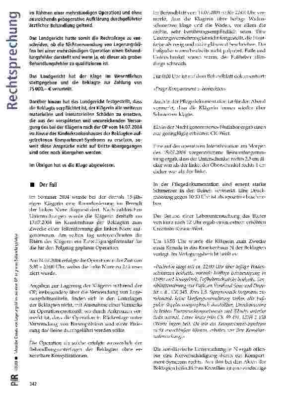 Vorschauseite 2: Fehlender Einsatz von Lagerungshilfen bei einer OP ist groberBehandlungsfehler